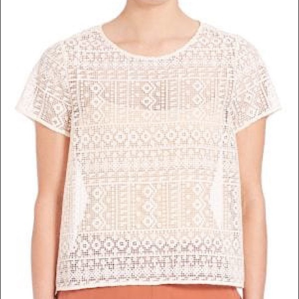 JOIE Sevan Geo-lace Top In Antique White